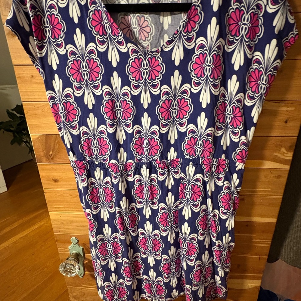 C Floral V-Neck Dress - Pink and Blue